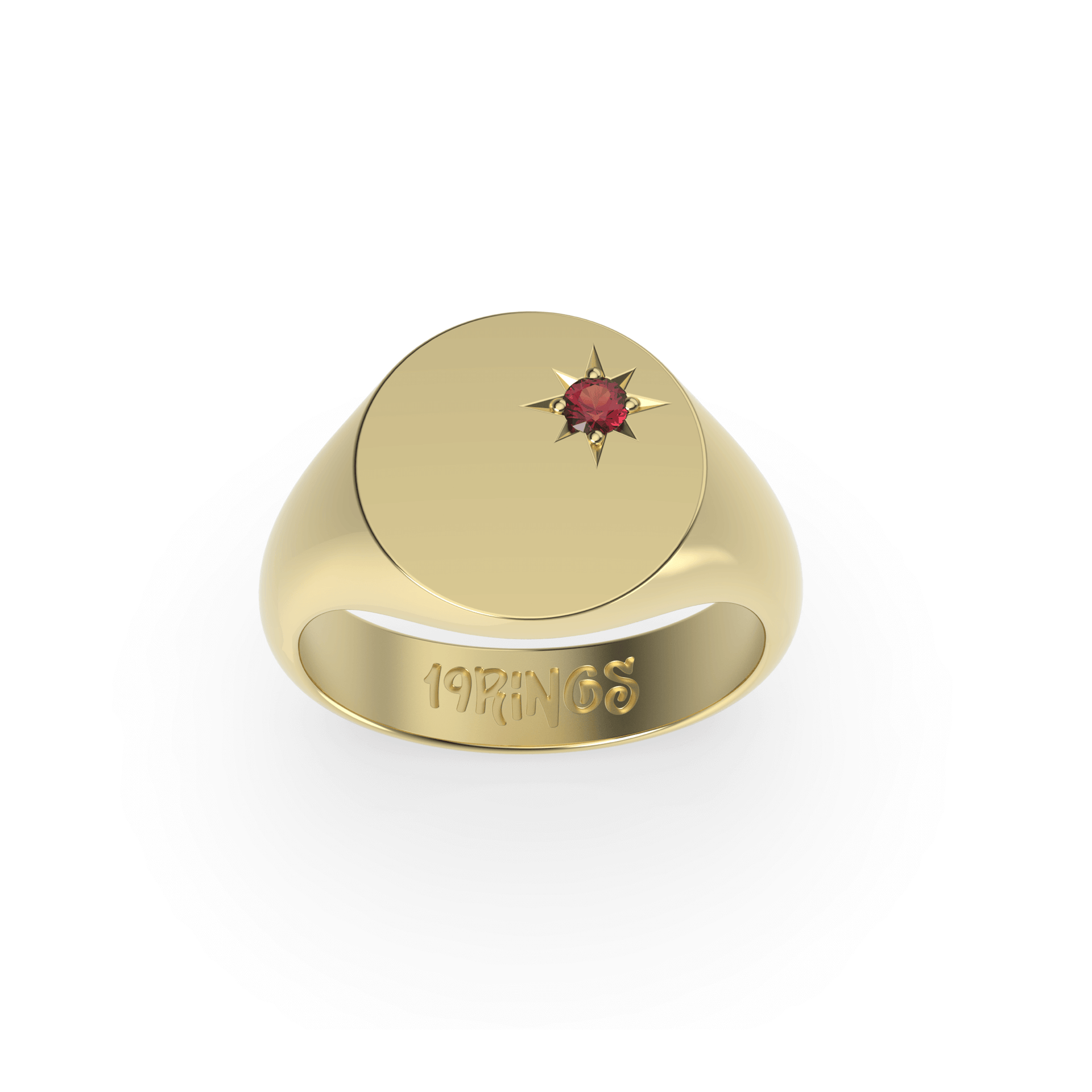 Round Mini Stone Signet Ring
