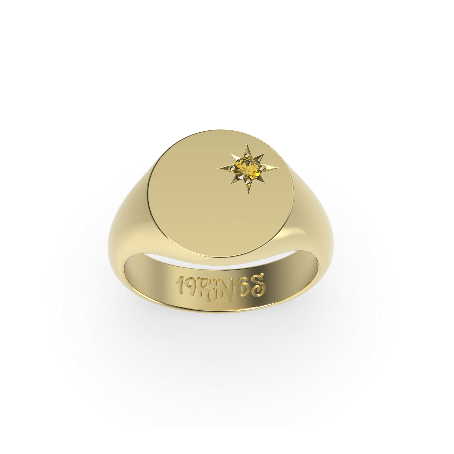 Round Mini Stone Signet Ring
