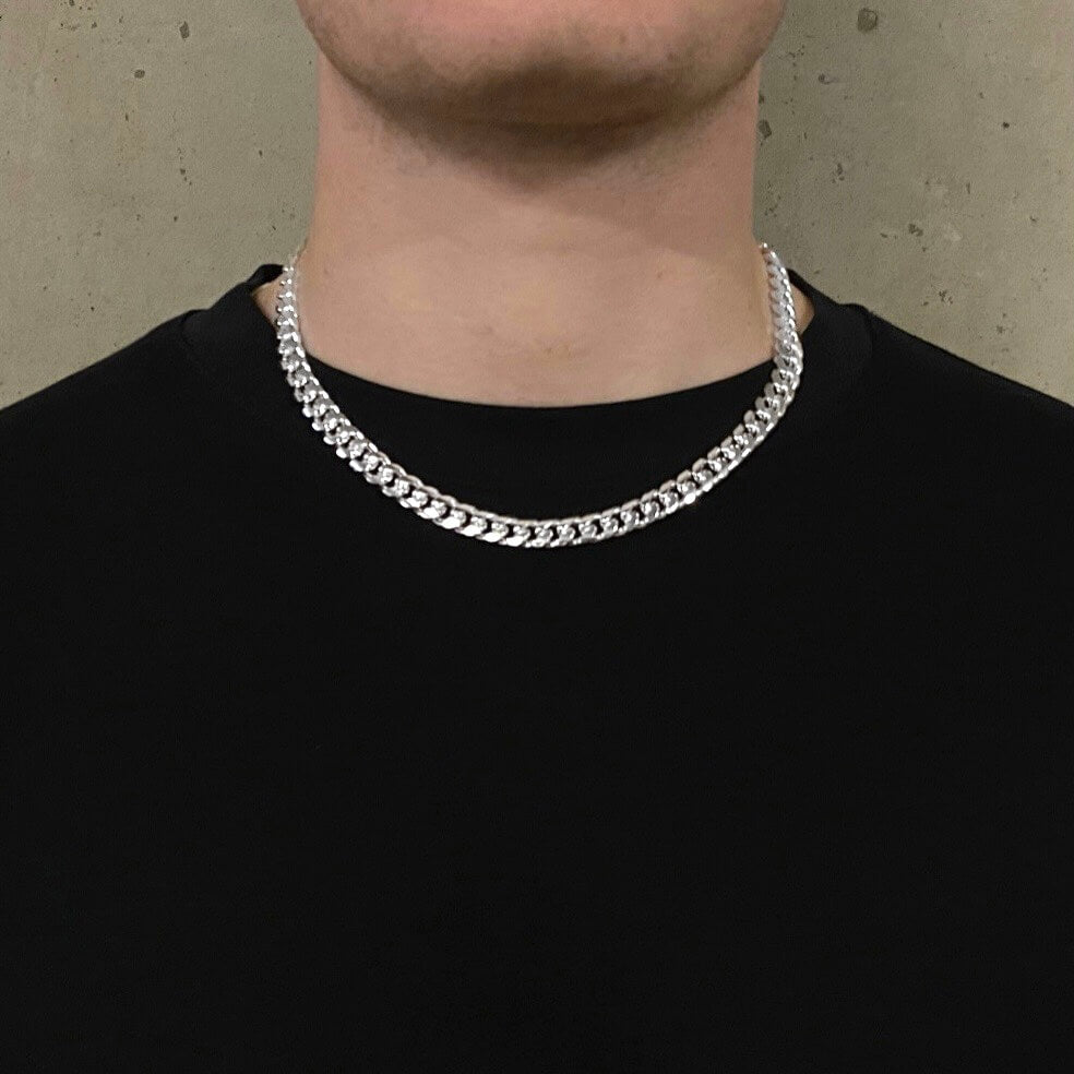 Men's Heavy Curb Chain in Sterling Silver 8mm 19RINGS