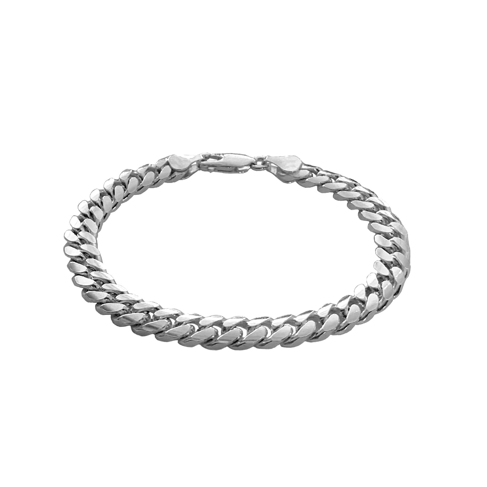 Mens 6mm Silver Curb Bracelet 7.5 inch 8.5 inch