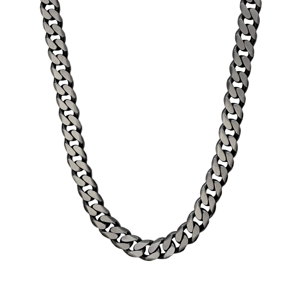 Thick Silver Curb Chain Brushed finish 18 inch