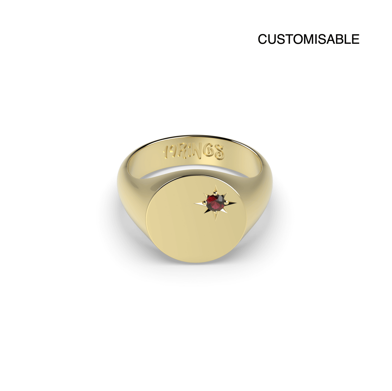 Round Mini Stone Signet Ring