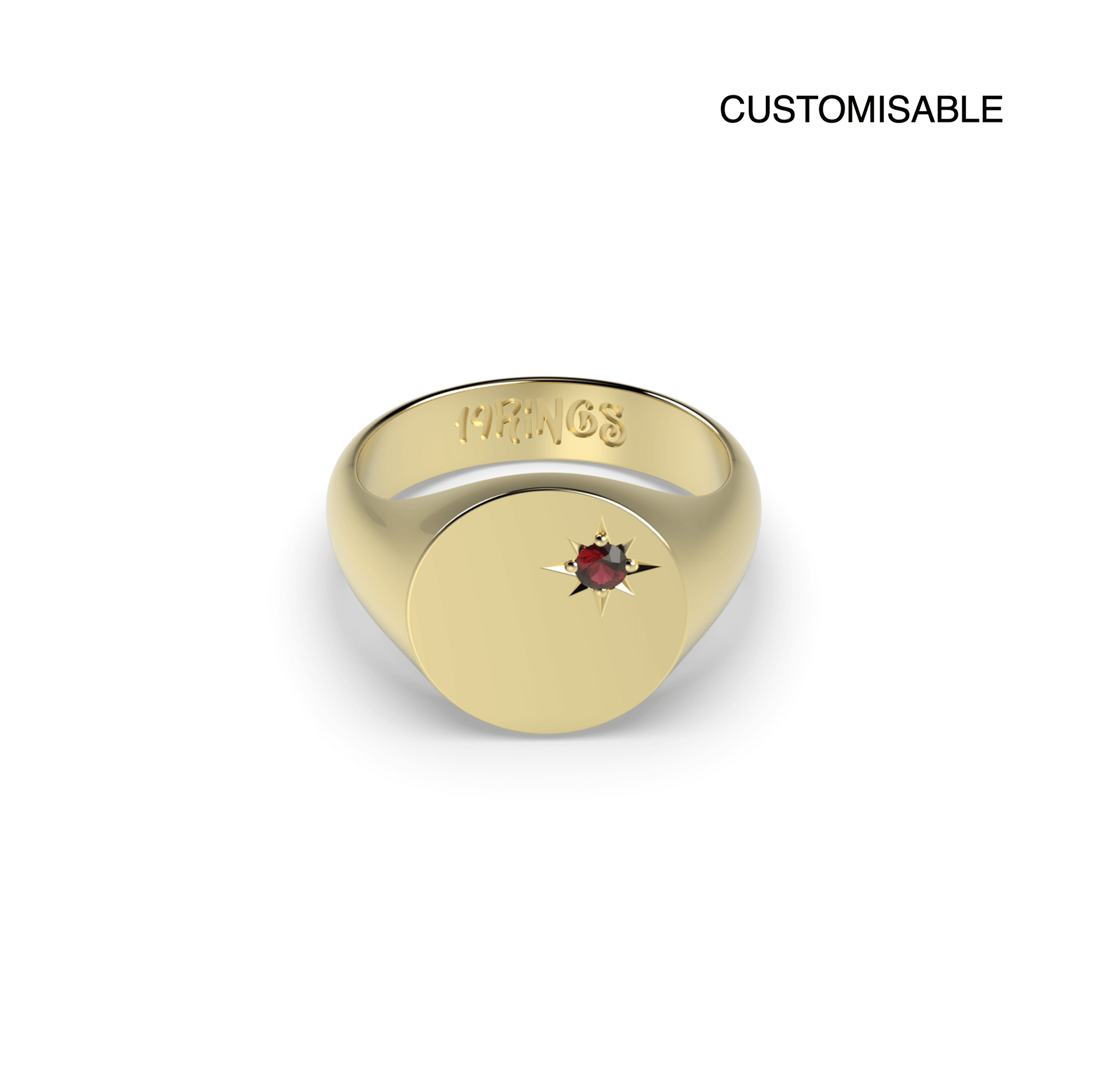 Round Mini Stone Signet Ring