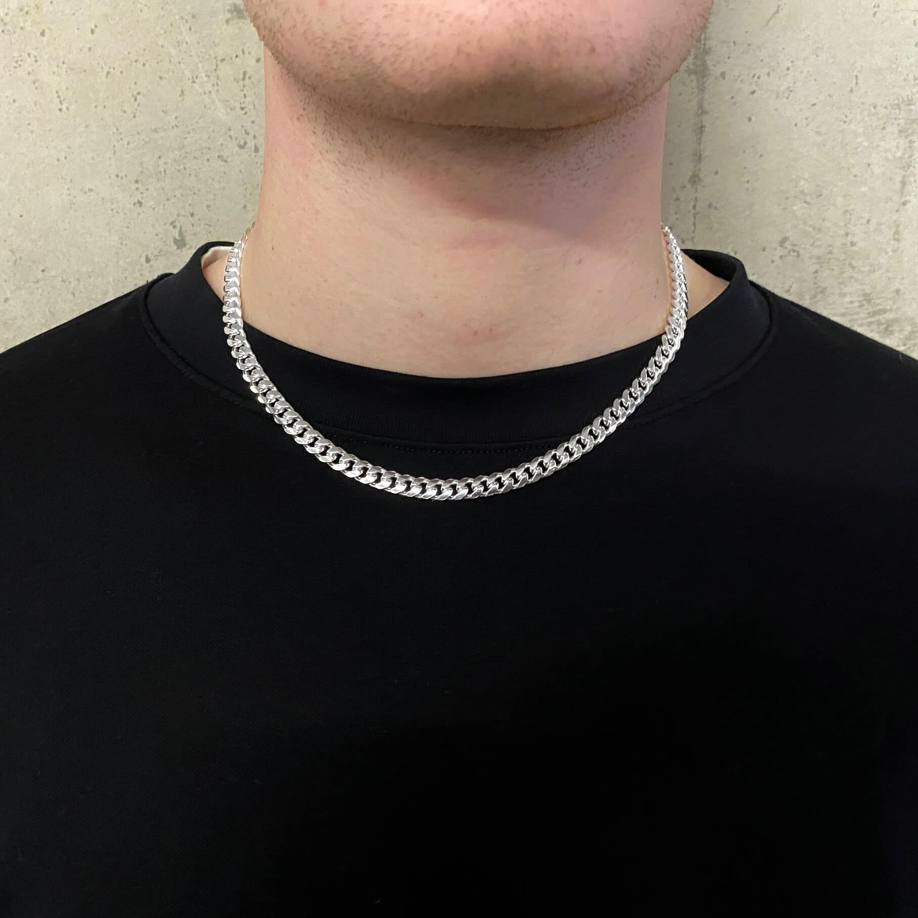 Men's Curb Chain in Sterling Silver - 6mm
