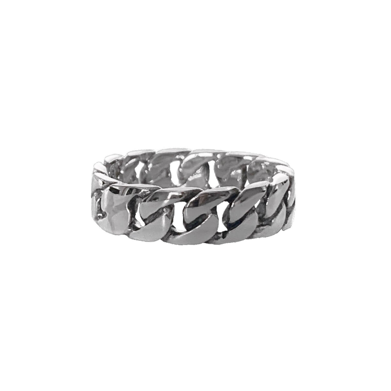 Curb Chain Link Ring Sterling Silver