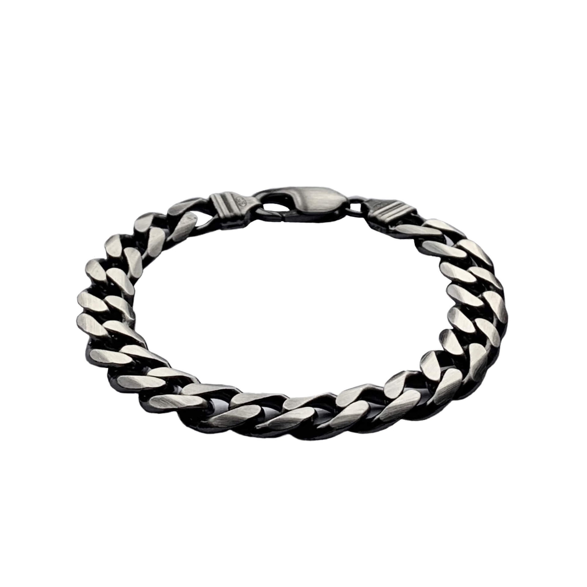 Thick Silver Curb Bracelet Brushed finish
