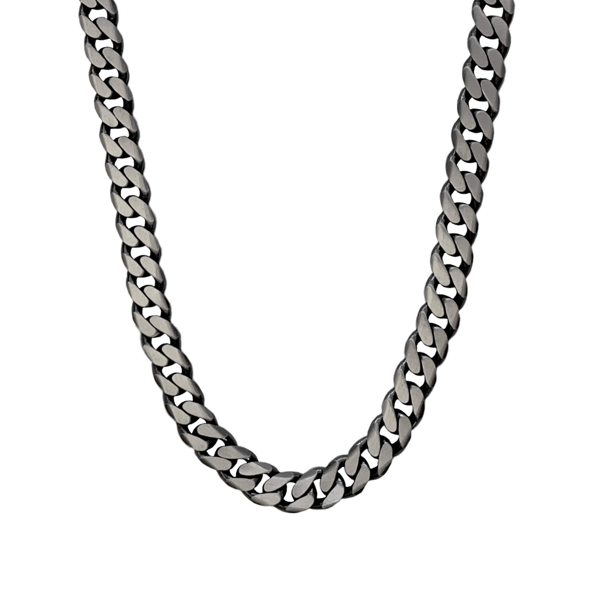 Thick Silver Curb Chain Brushed finish 18 inch